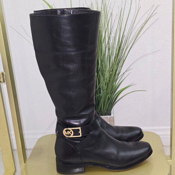 Michael Kors Black Leather Knee Boot - Picture 1 of 14